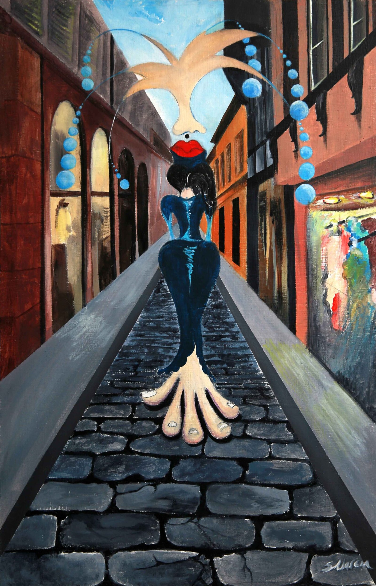 Lady Walking In The Old City